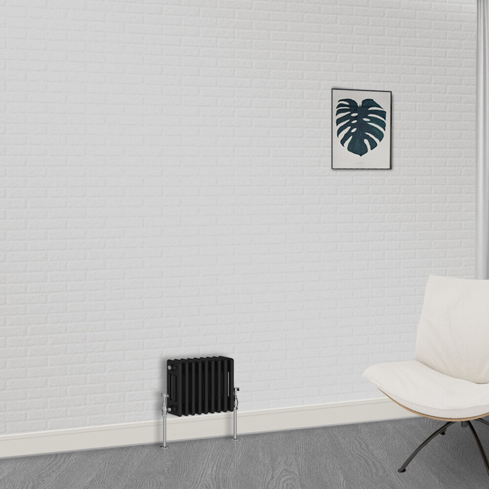 Nrg (300 X 425Mm-3 Column) Traditional Black Horizontal Vertical Bathroom Cast Iron Radiator