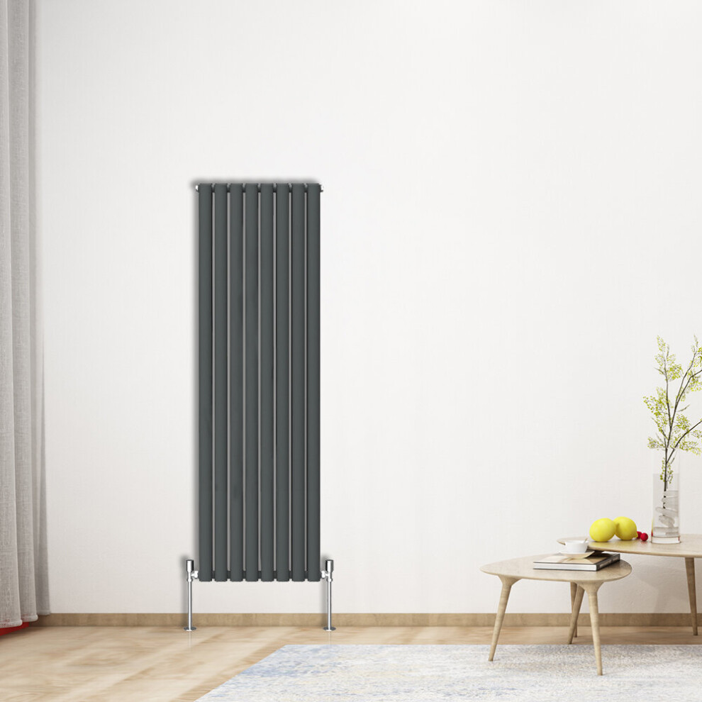 Nrg (Vertical 1600X472mm - Double) Oval Column Designer Radiator Bathroom Central Heating Anthracite