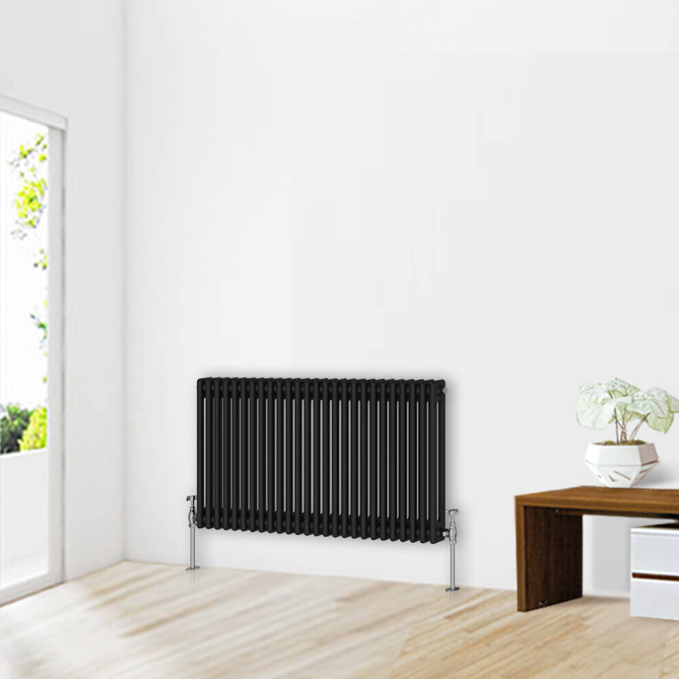 (600 x 1190mm-2 Column) NRG Traditional Black Horizontal Vertical Bathroom Cast Iron Radiator