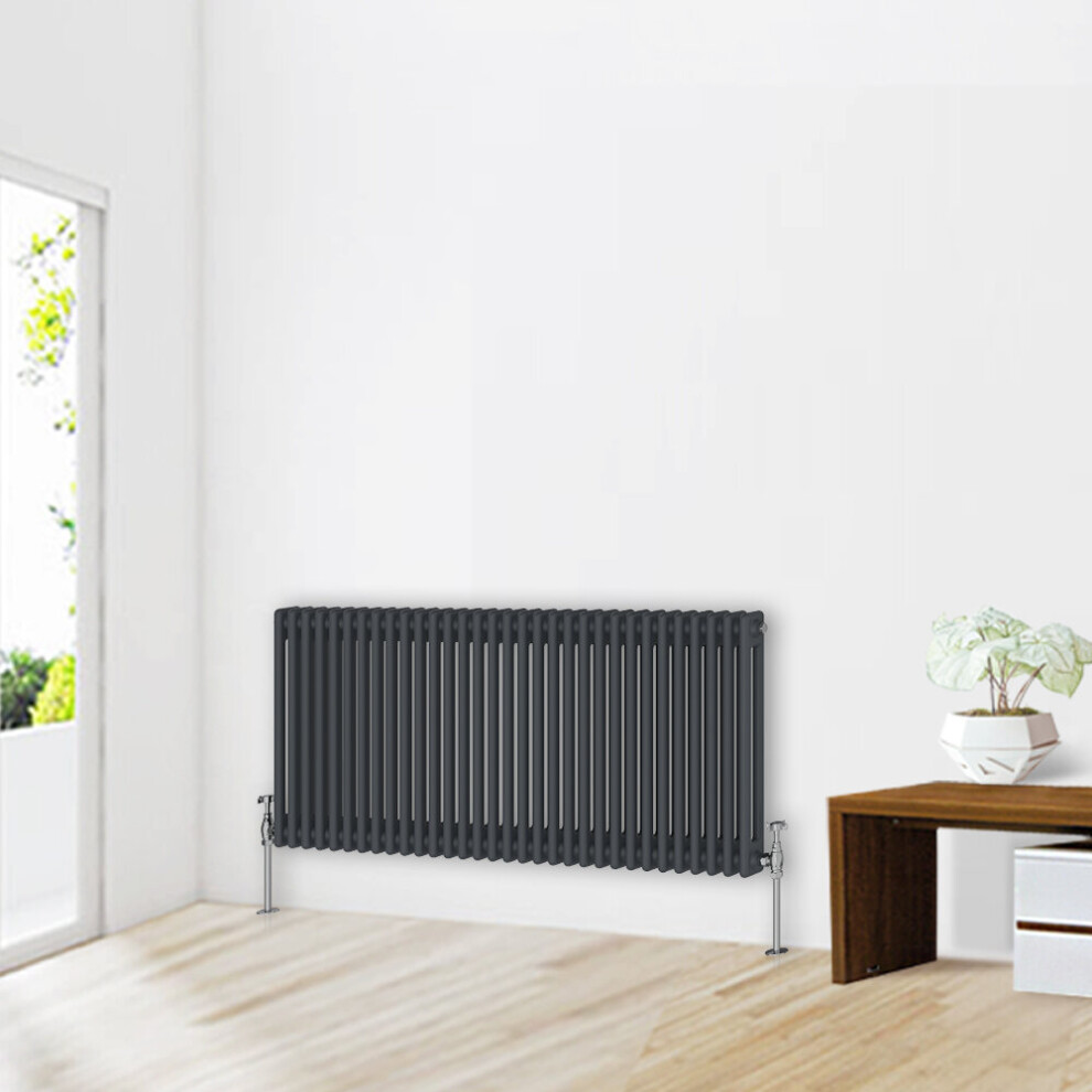 (600 x 1460mm-2 Column) NRG Traditional Anthracite Cast Iron Style Radiator