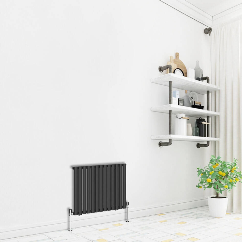 (Horizontal 600x767mm - Single) NRG Premium Black Radiator Oval Column Designer Central Heating  UK