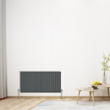 (Horizontal 600x1180mm - Double) NRG Oval Column Designer Radiator Bathroom Central Heating Anthracite