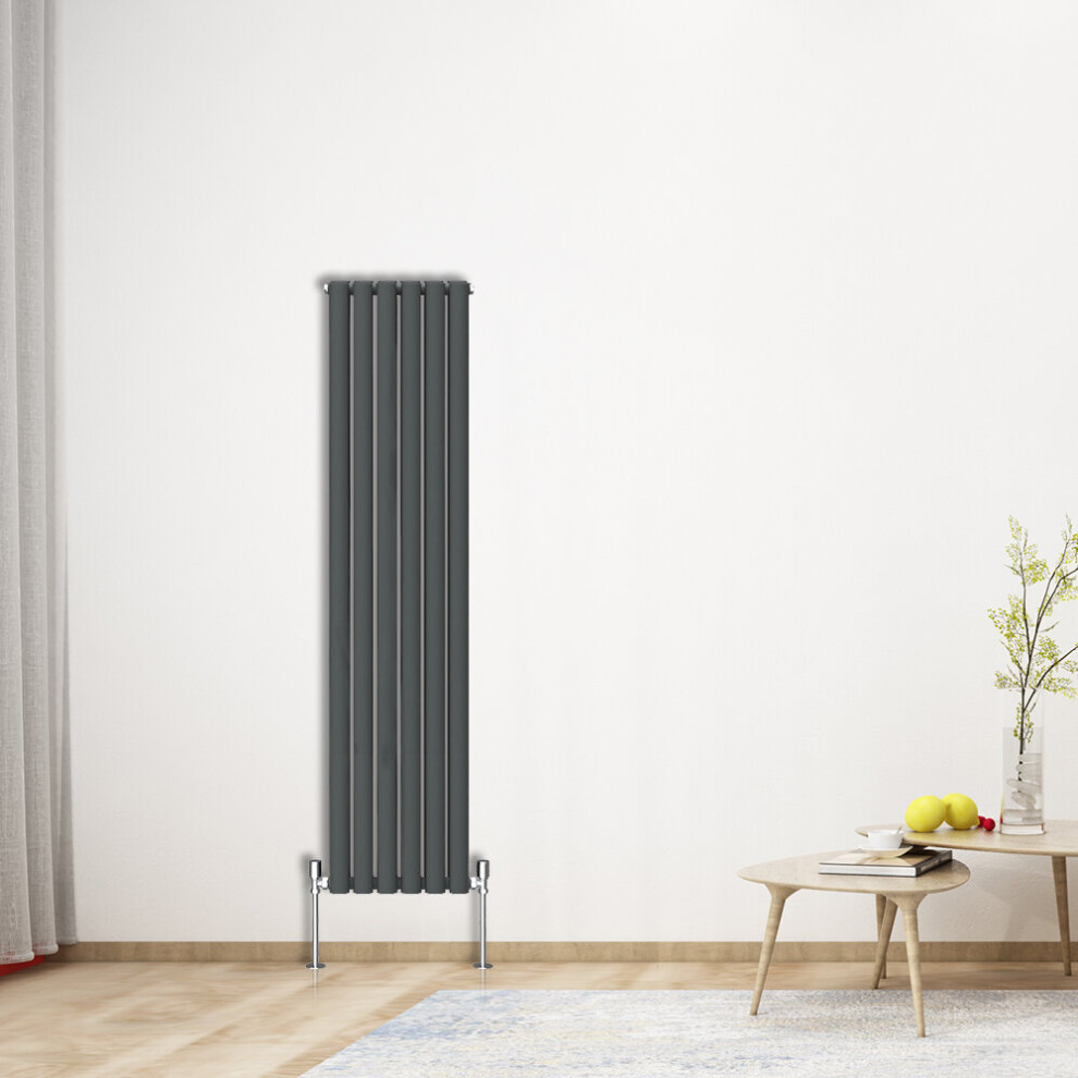 (Vertical 1600x354mm - Double) NRG Oval Column Designer Radiator Bathroom Central Heating Anthracite