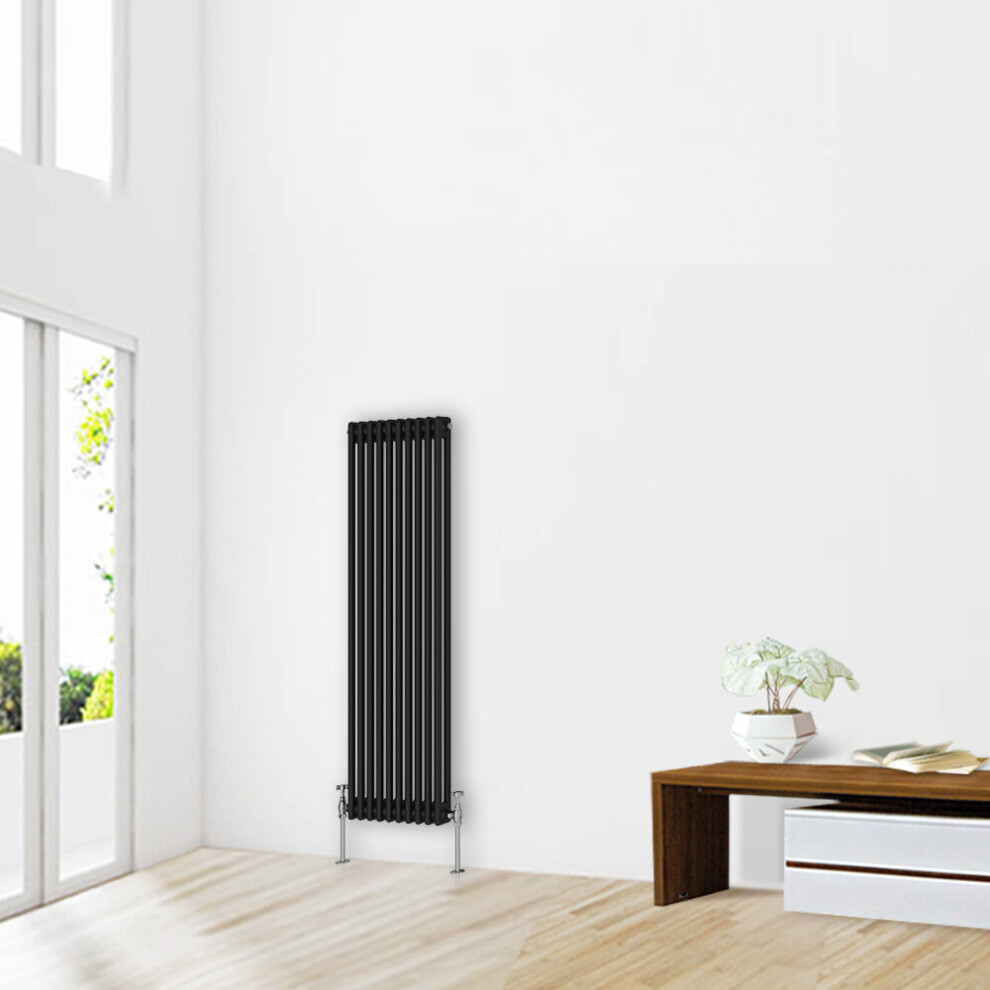 (1500 x 470mm-2 Column) NRG Traditional Black Horizontal Vertical Bathroom Cast Iron Radiator