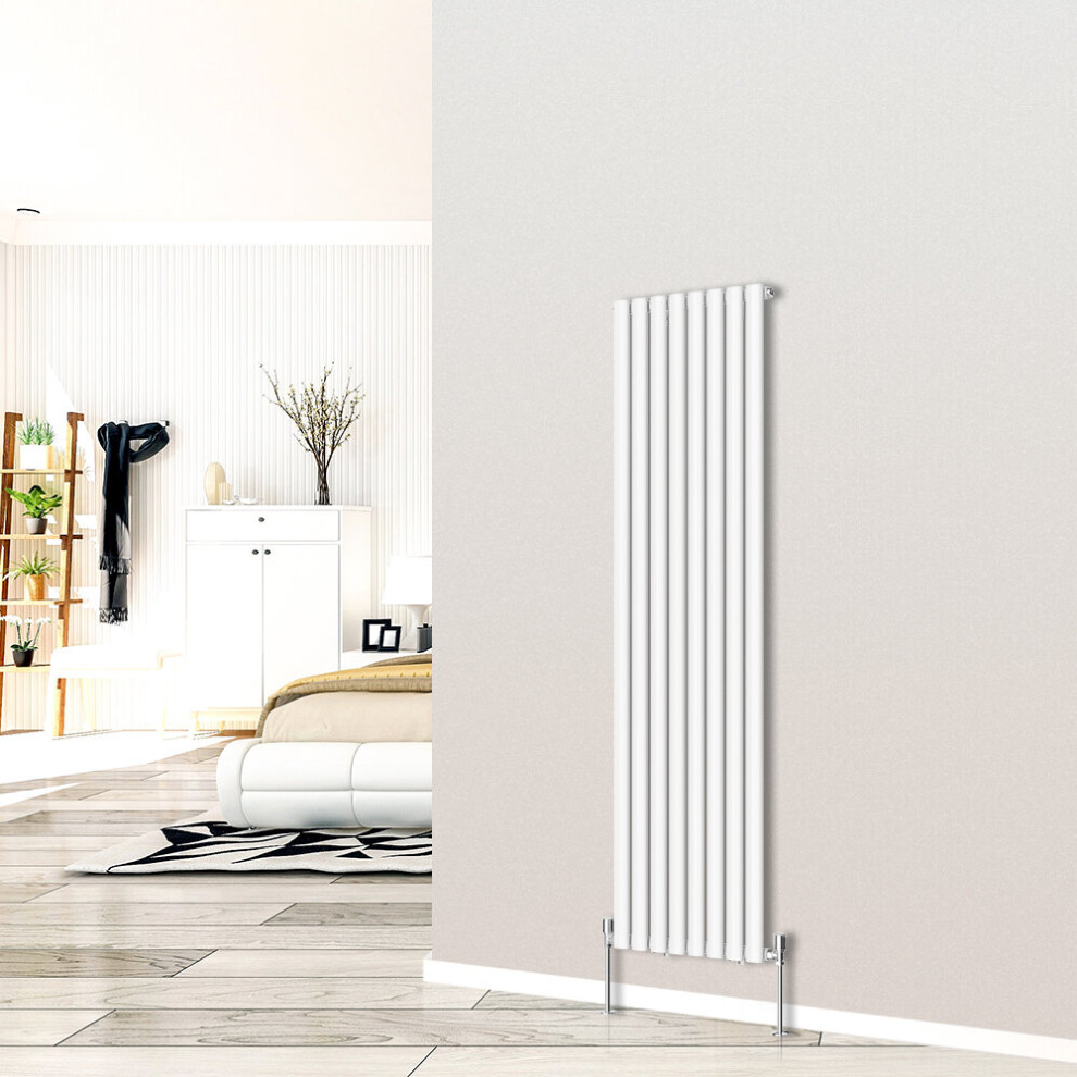 (Vertical 1800x472mm - Single) NRG White Designer Radiator Premium Oval Column Central Heating Perfect for Bathrooms Hallway Kitchen Living Room