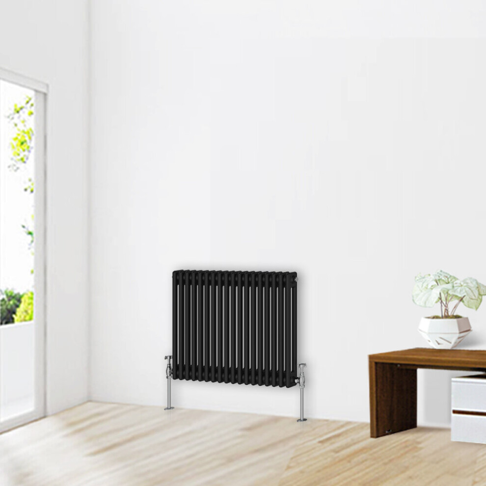 (600 x 830mm-2 Column) NRG Traditional Black Horizontal Vertical Bathroom Cast Iron Radiator