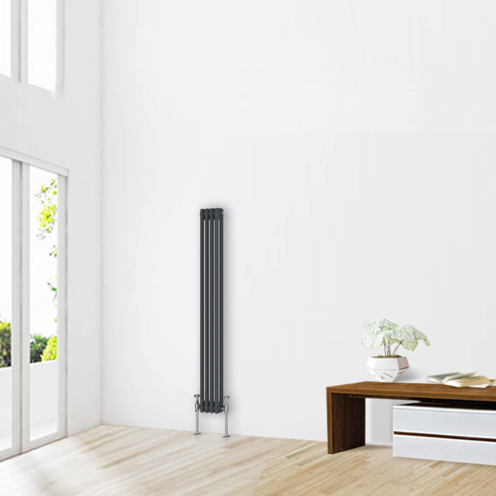 (1500 x 200mm-2 Column) NRG Traditional Anthracite Cast Iron Style Radiator