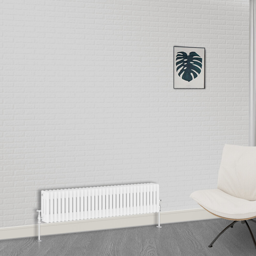 (300 x 1460mm-3 Column) NRG Traditional White Bathroom Cast Iron Radiator