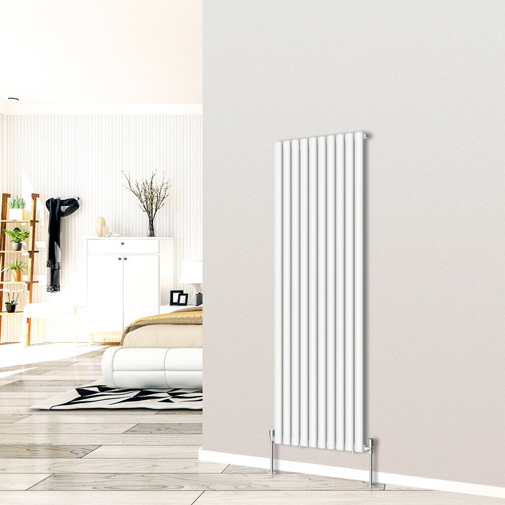 (Vertical 1800x590mm - Single) NRG White Designer Radiator Premium Oval Column Central Heating Perfect for Bathrooms Hallway Kitchen Living Room