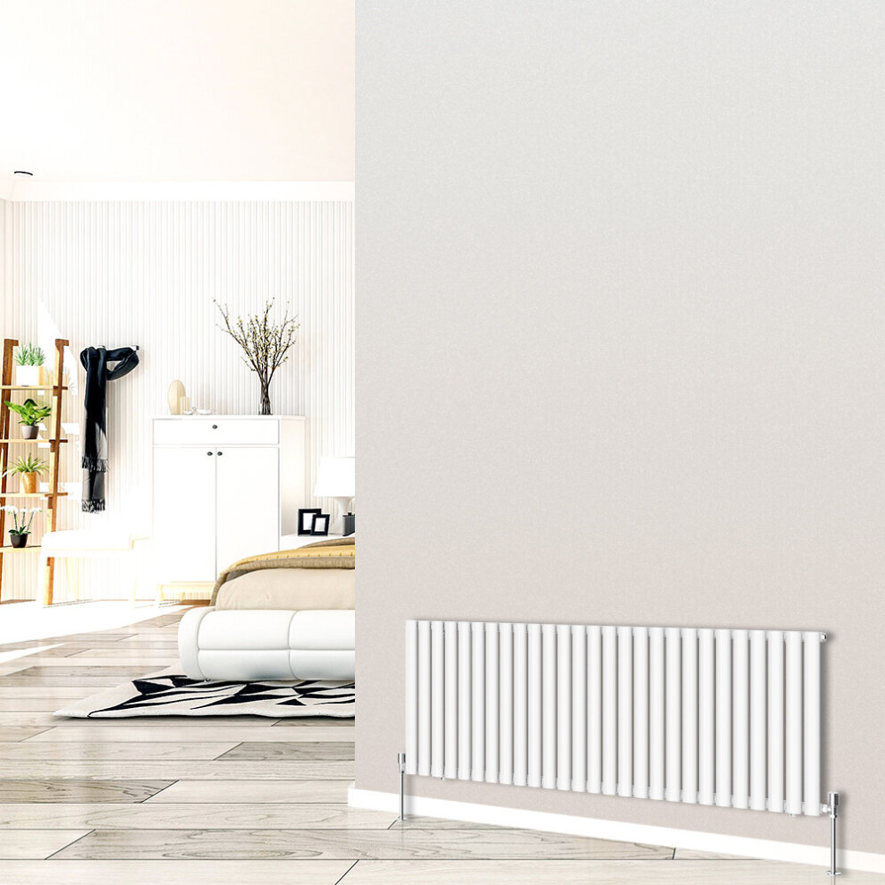 (Horizontal 600x1593mm - Single) NRG White Designer Radiator Premium Oval Column Central Heating Perfect for Bathrooms Hallway Kitchen Living Room