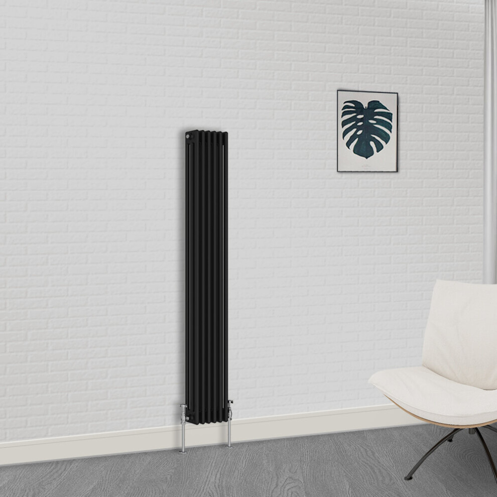 (1800 x 290mm-3 Column) NRG Traditional Black Horizontal Vertical Bathroom Cast Iron Radiator