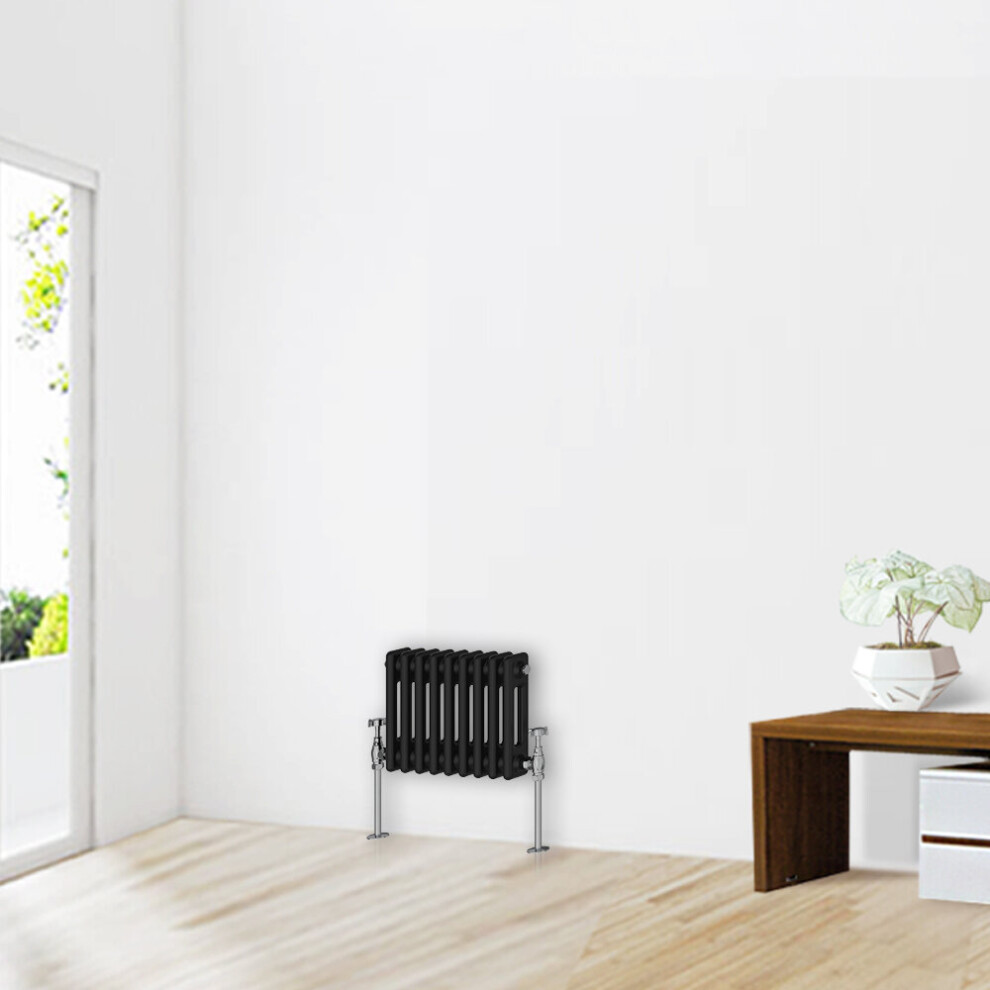 Nrg (300 X 425Mm-2 Column) Traditional Black Horizontal Vertical Bathroom Cast Iron Radiator