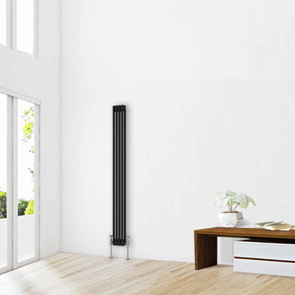 (1800 x 200mm-2 Column) NRG Traditional Black Horizontal Vertical Bathroom Cast Iron Radiator