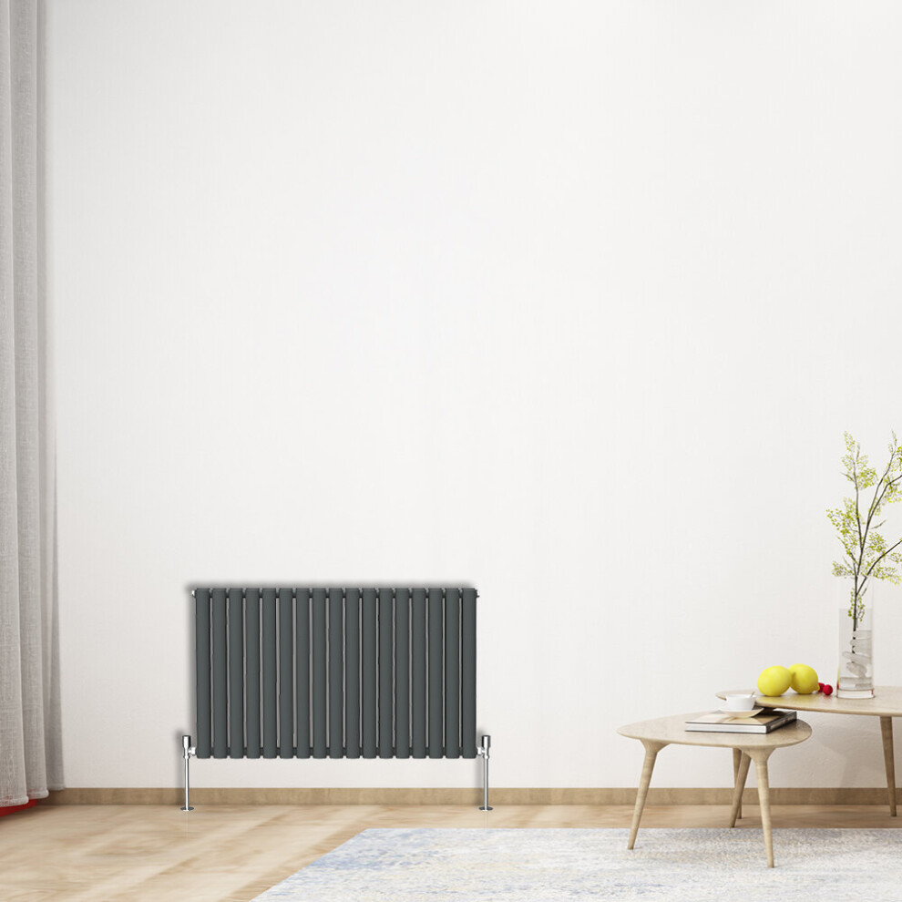 (Horizontal 600x1003mm - Double) NRG Oval Column Designer Radiator Bathroom Central Heating Anthracite