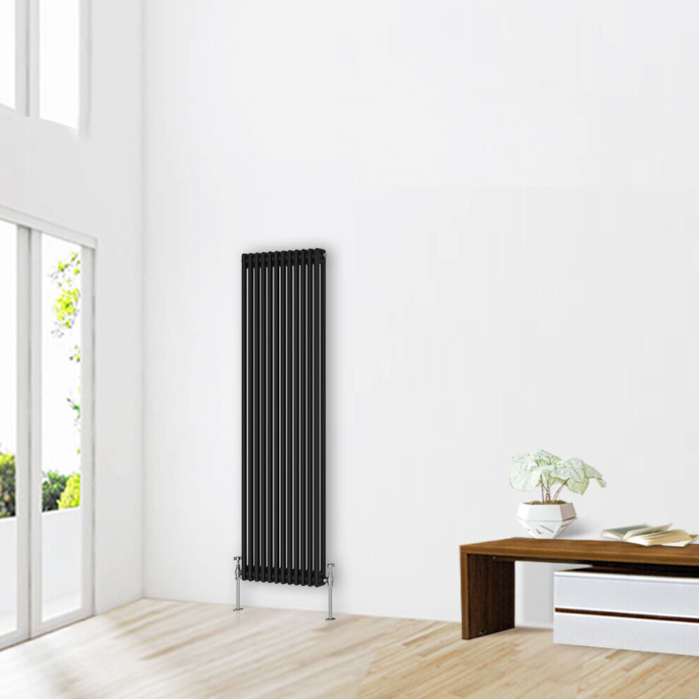 (1800 x 560mm-2 Column) NRG Traditional Black Horizontal Vertical Bathroom Cast Iron Radiator