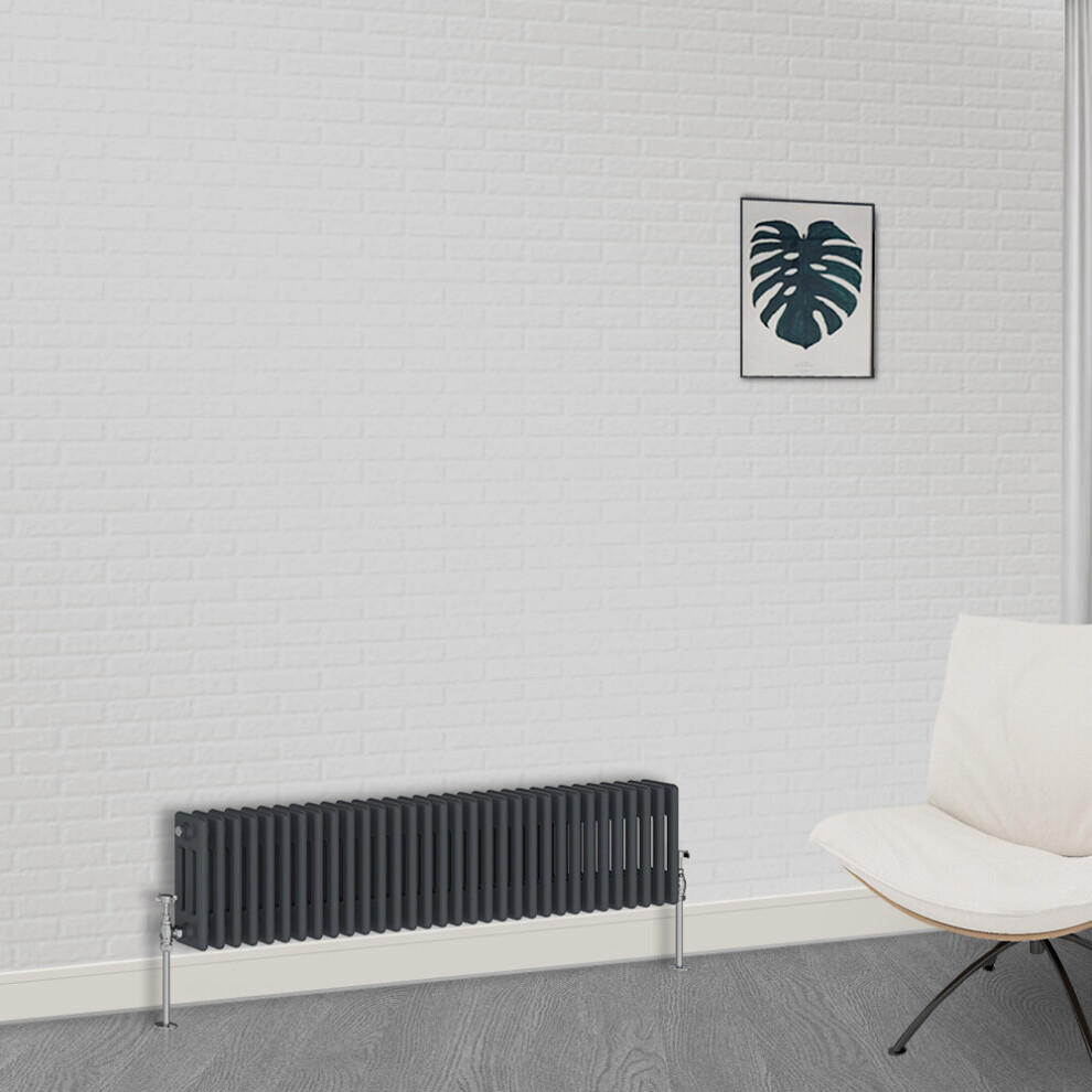 (300 x 1460mm-3 Column) NRG Traditional Anthracite Cast Iron Style Radiator