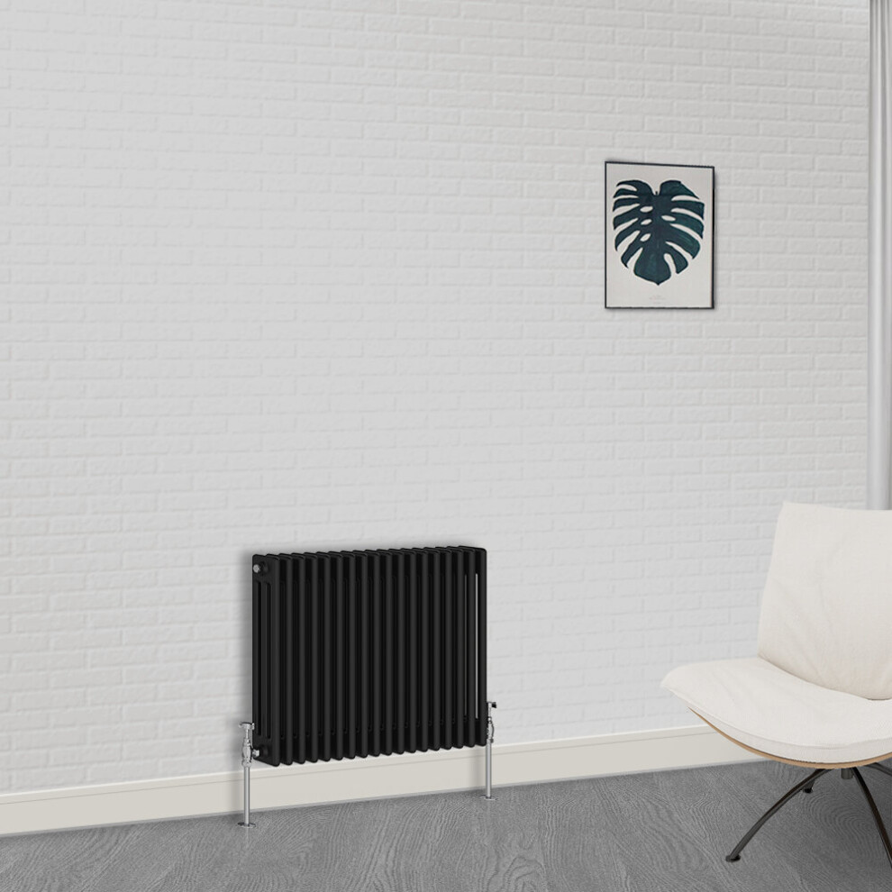 (600 x 830mm-3 Column) NRG Traditional Black Horizontal Vertical Bathroom Cast Iron Radiator