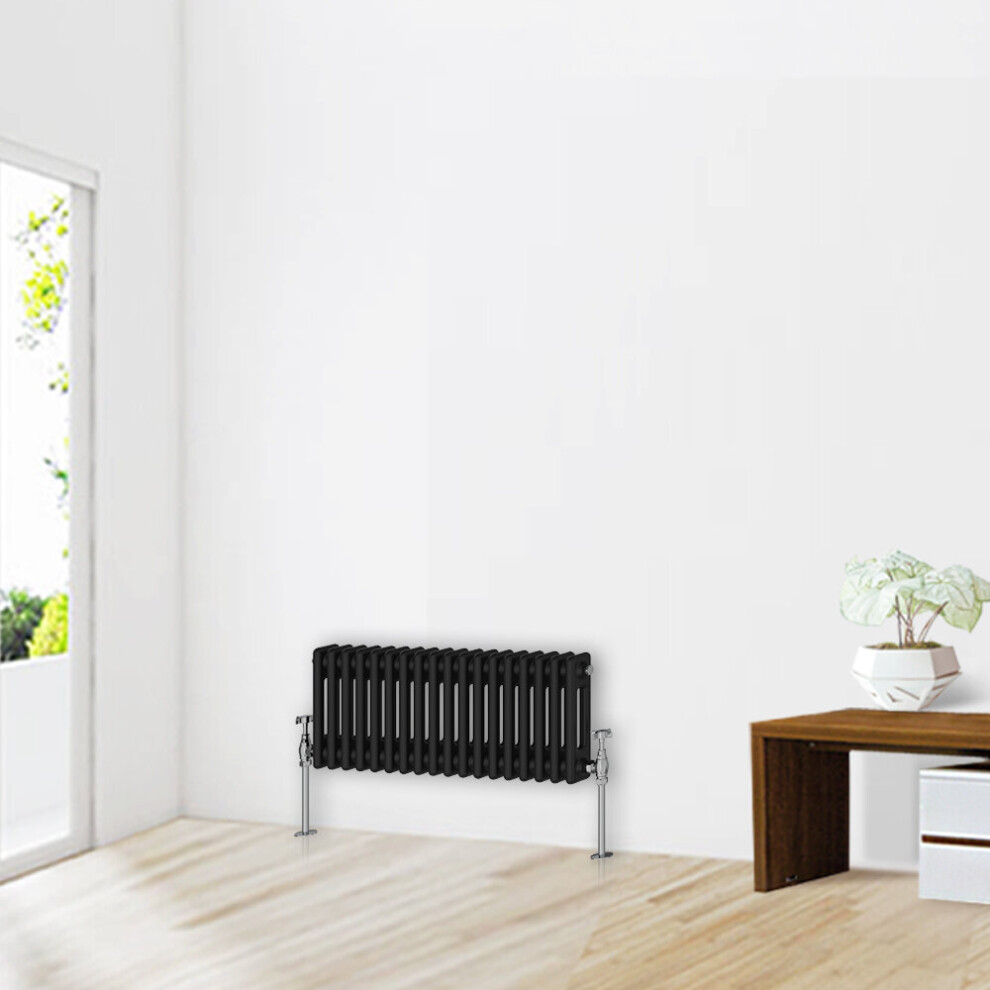 Nrg (300 X 830Mm-2 Column) Traditional Black Horizontal Vertical Bathroom Cast Iron Radiator