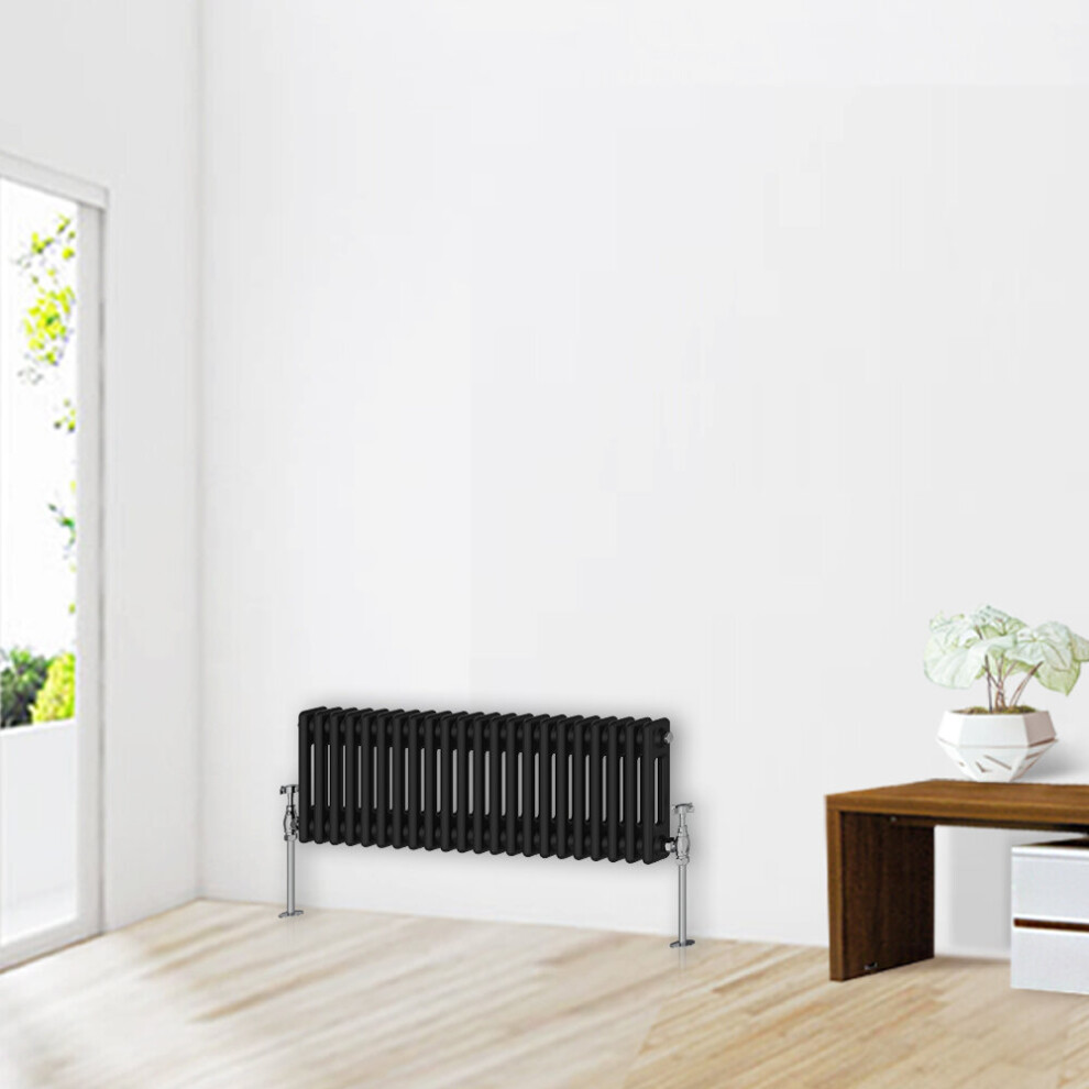 Nrg (300 X 1010Mm-2 Column) Traditional Black Horizontal Vertical Bathroom Cast Iron Radiator