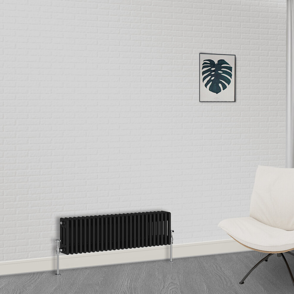 Nrg (300 X 1190Mm-3 Column) Traditional Black Horizontal Vertical Bathroom Cast Iron Radiator