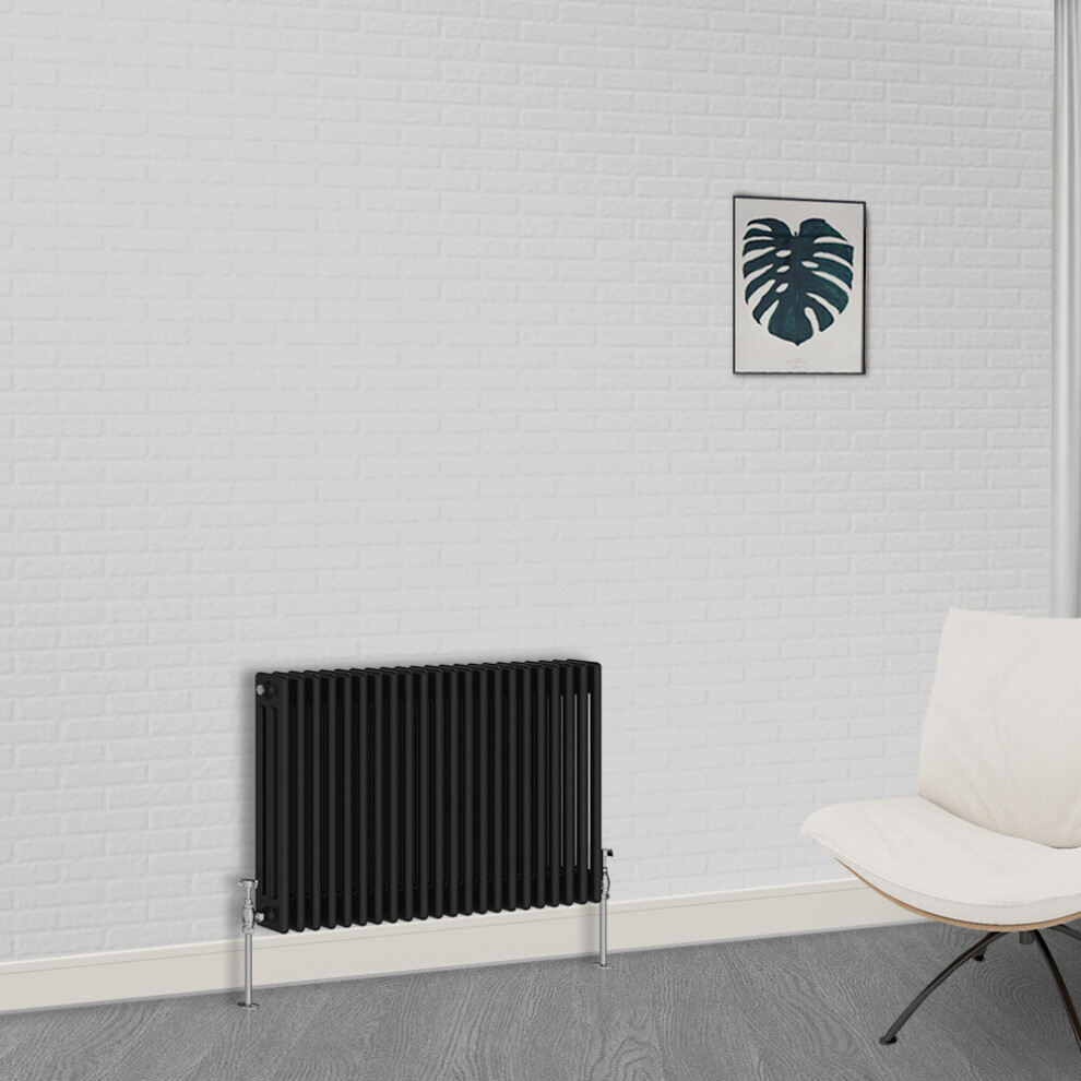 (600 x 1010mm-3 Column) NRG Traditional Black Horizontal Vertical Bathroom Cast Iron Radiator