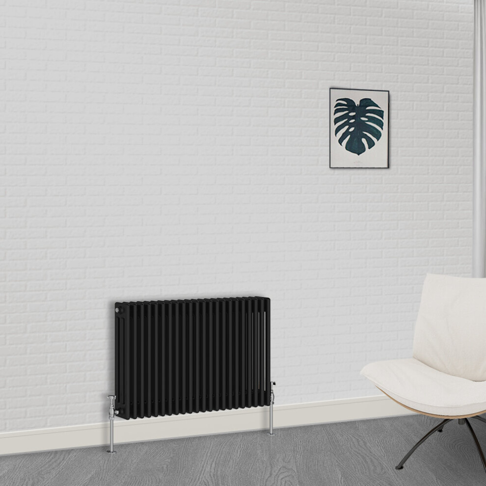 Nrg (600 X 1010Mm-3 Column) Traditional Black Horizontal Vertical Bathroom Cast Iron Radiator