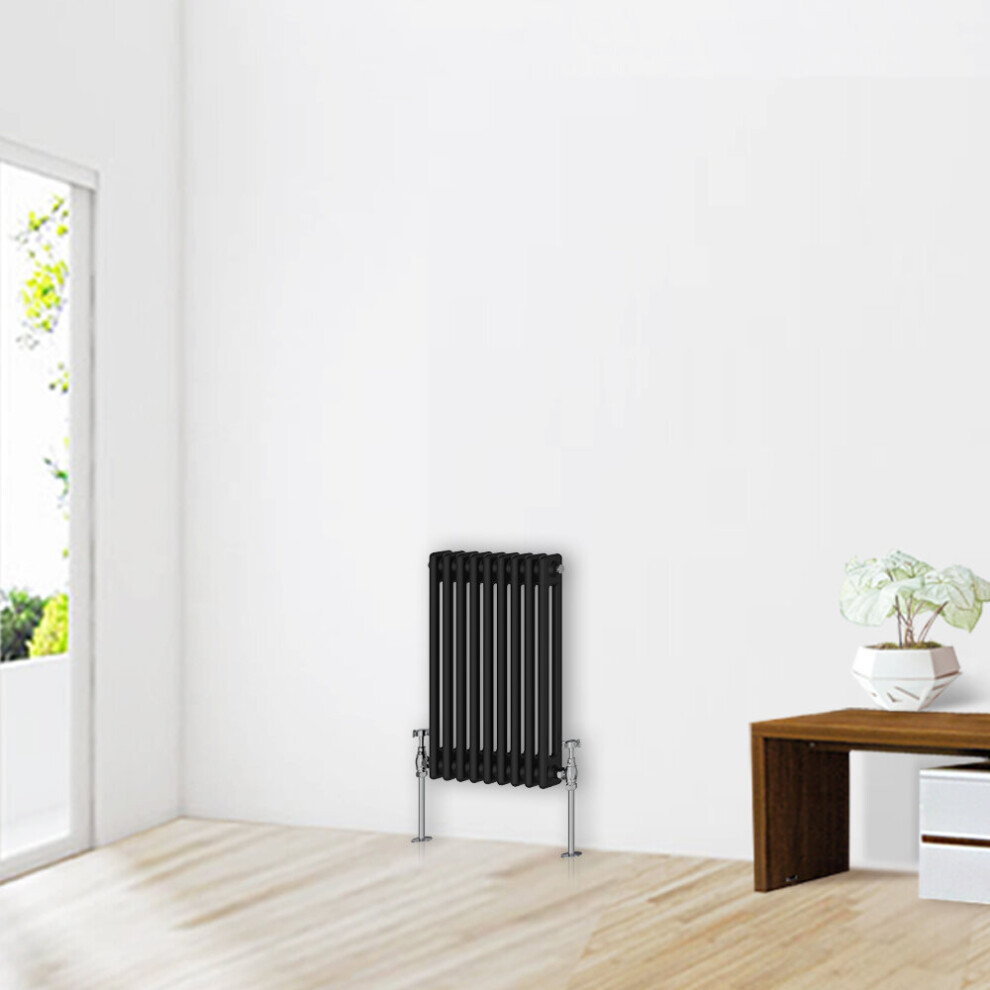 Nrg (600 X 425Mm-2 Column) Traditional Black Horizontal Vertical Bathroom Cast Iron Radiator