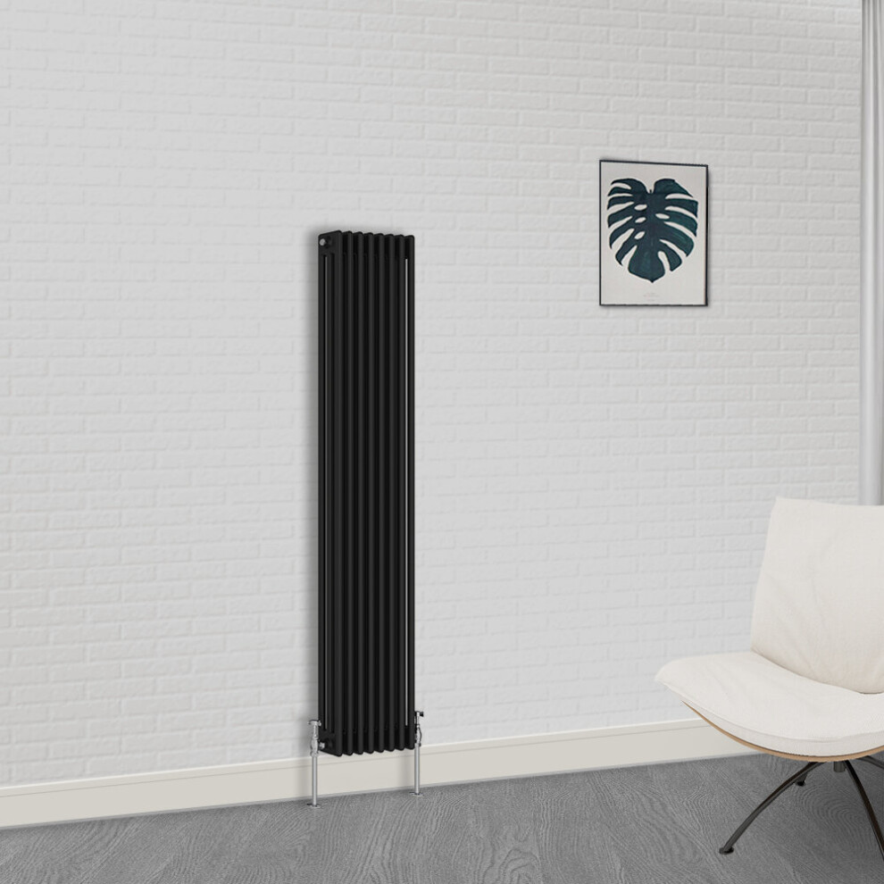 Nrg (1800 X 380Mm-3 Column) Traditional Black Horizontal Vertical Bathroom Cast Iron Radiator
