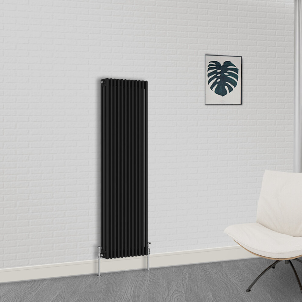 (1800 x 560mm-3 Column) NRG Traditional Black Horizontal Vertical Bathroom Cast Iron Radiator