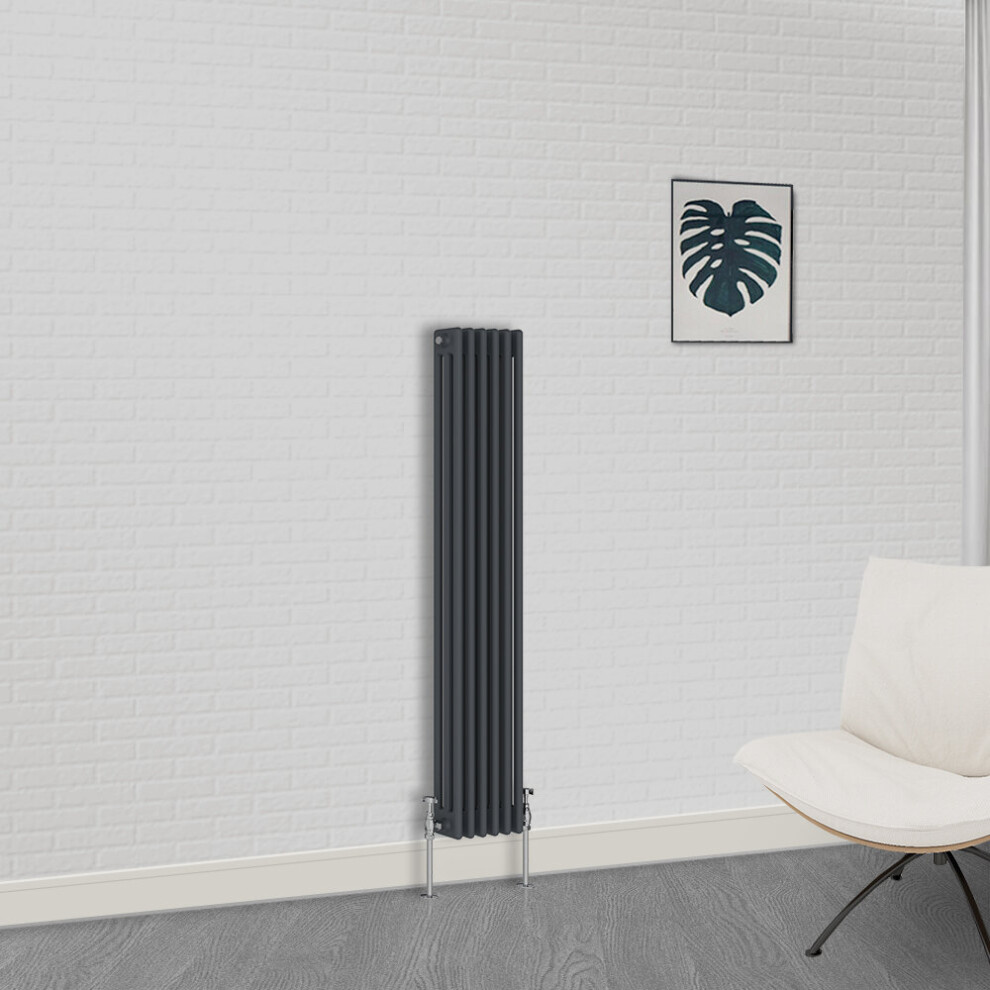 (1500 x 290mm-3 Column) NRG Traditional Anthracite Cast Iron Style Radiator