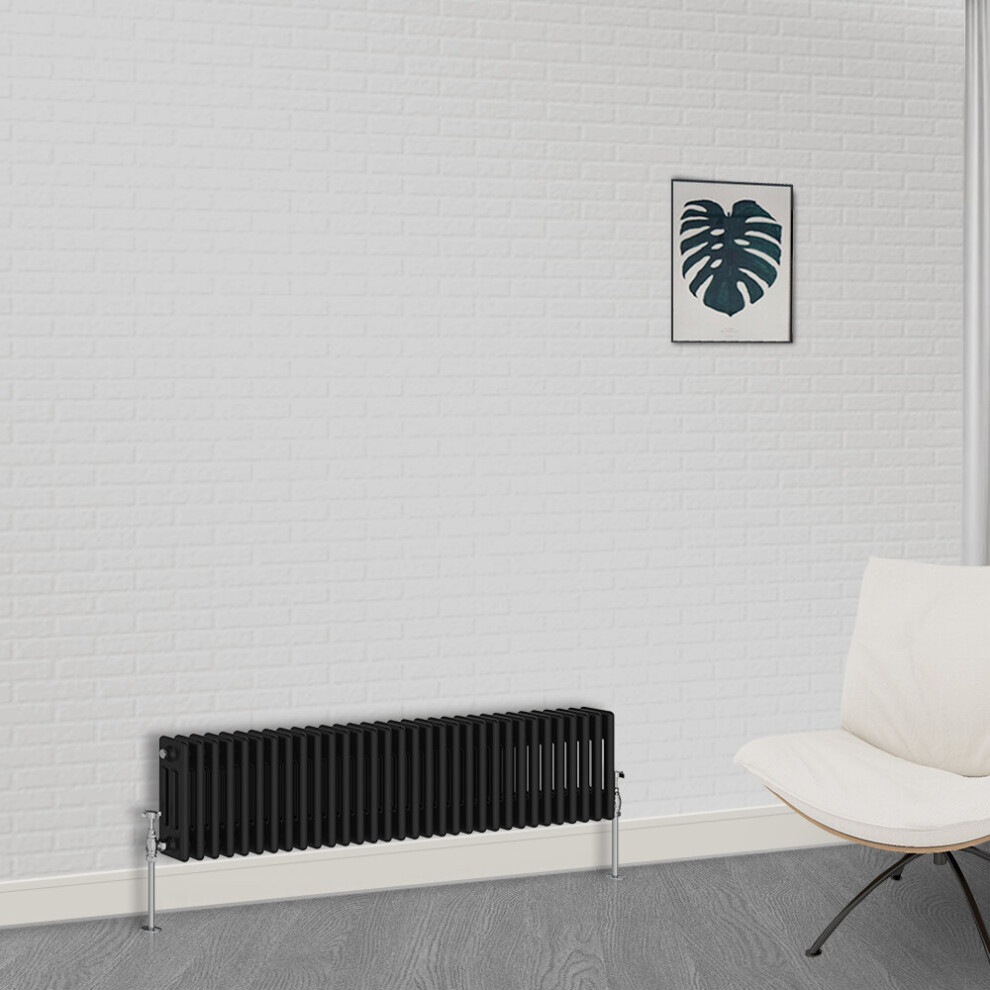 (300 x 1460mm-3 Column) NRG Traditional Black Horizontal Vertical Bathroom Cast Iron Radiator