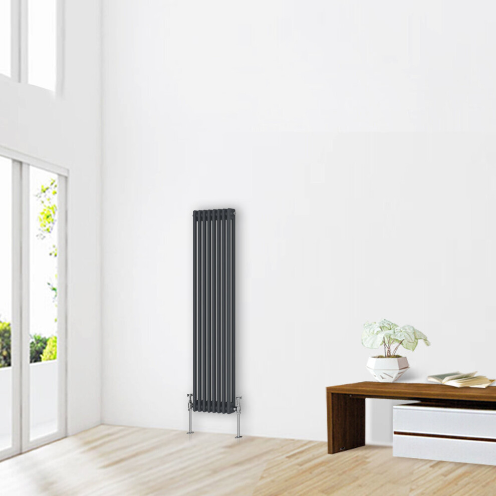 (1500 x 380mm-2 Column) NRG Traditional Anthracite Cast Iron Style Radiator