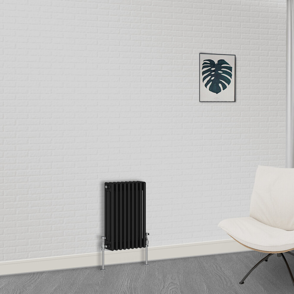 Nrg (600 X 425Mm-3 Column) Traditional Black Horizontal Vertical Bathroom Cast Iron Radiator