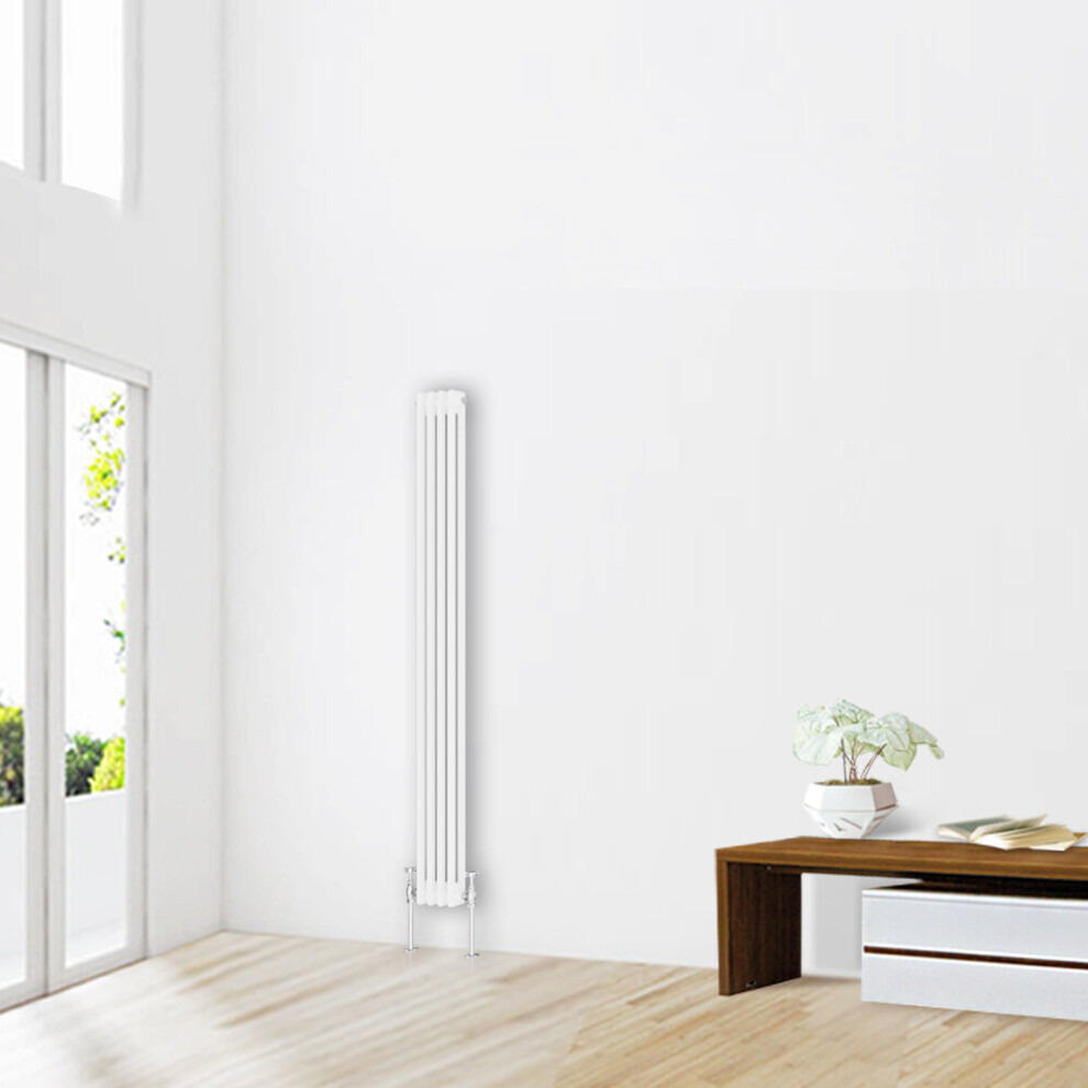 (1800 x 200mm-2 Column) NRG Traditional White Bathroom Cast Iron Radiator