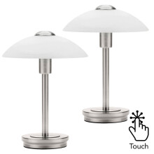 Litecraft Table Lamp Touch Base With Alabaster Shade Nickel - 2 Pack
