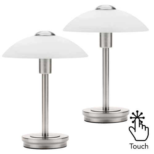 Litecraft Table Lamp Touch Base With Alabaster Shade Nickel - 2 Pack
