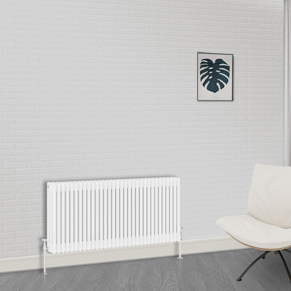 (600 x 1460mm-3 Column) NRG Traditional White Bathroom Cast Iron Radiator