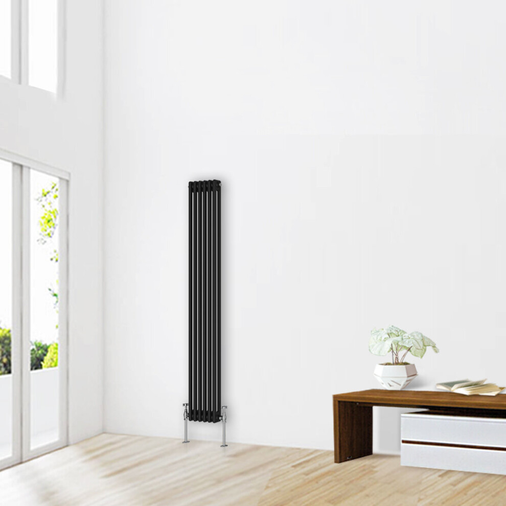 (1800 x 290mm-2 Column) NRG Traditional Black Horizontal Vertical Bathroom Cast Iron Radiator