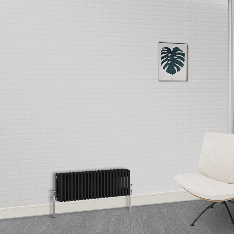 Nrg (300 X 1010Mm-3 Column) Traditional Black Horizontal Vertical Bathroom Cast Iron Radiator