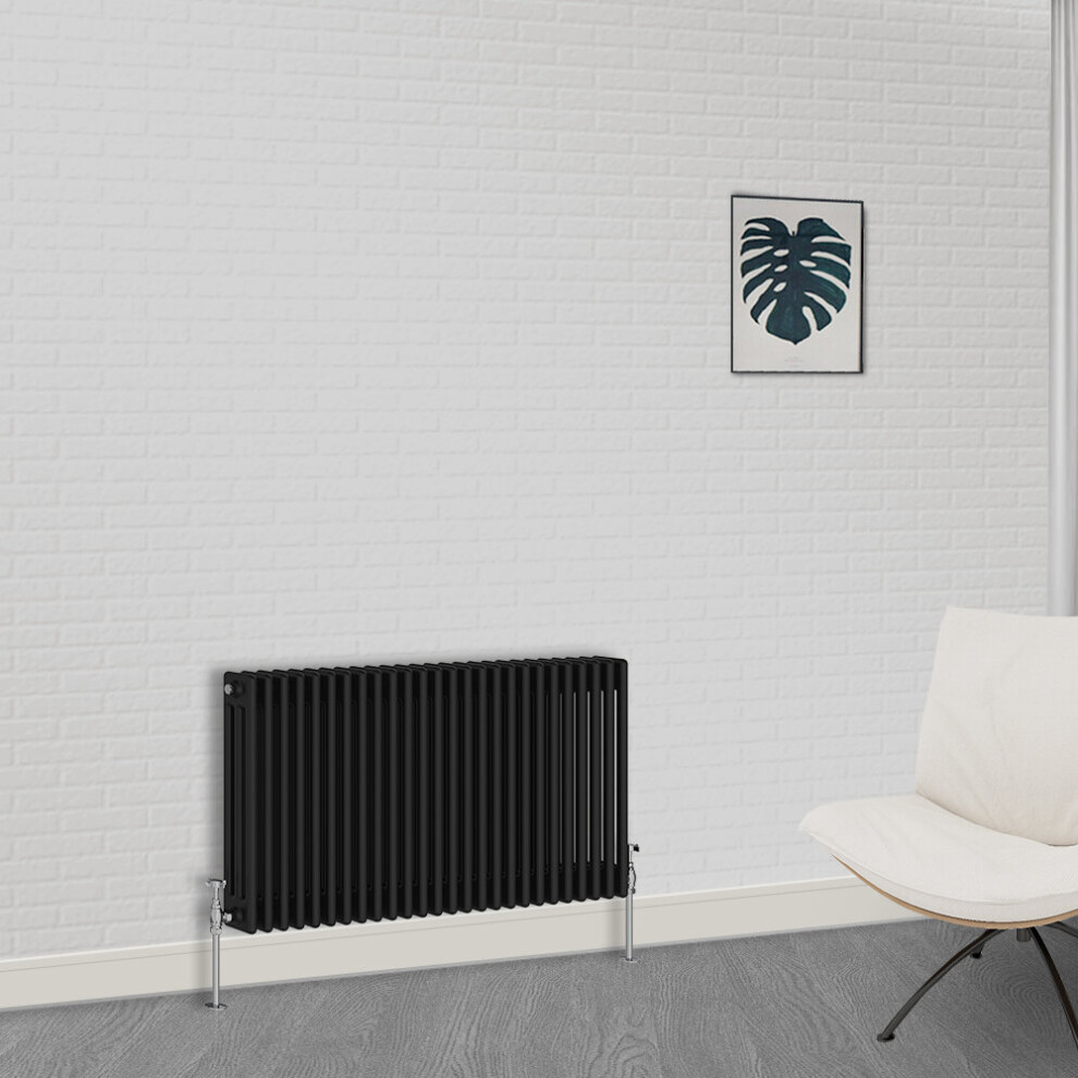 Nrg (600 X 1190Mm-3 Column) Traditional Black Horizontal Vertical Bathroom Cast Iron Radiator