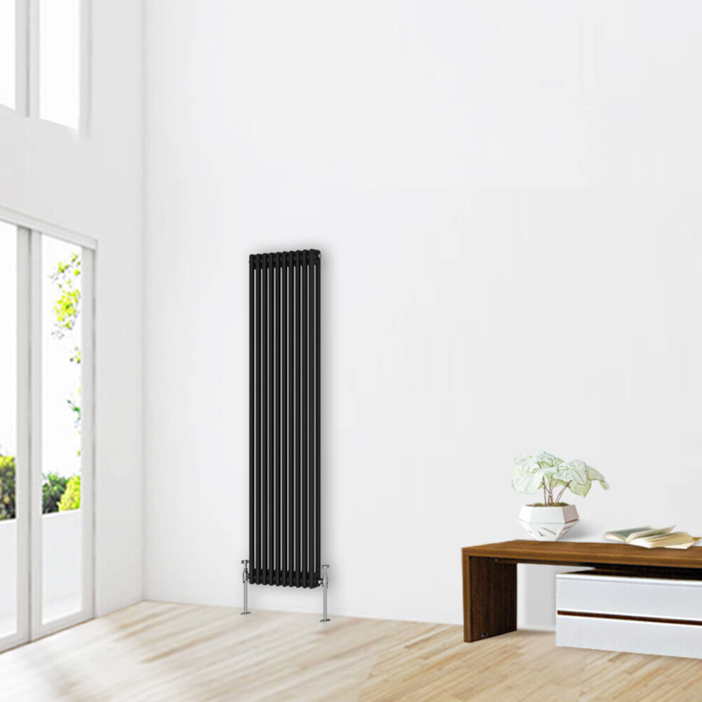 (1800 x 470mm-2 Column) NRG Traditional Black Horizontal Vertical Bathroom Cast Iron Radiator