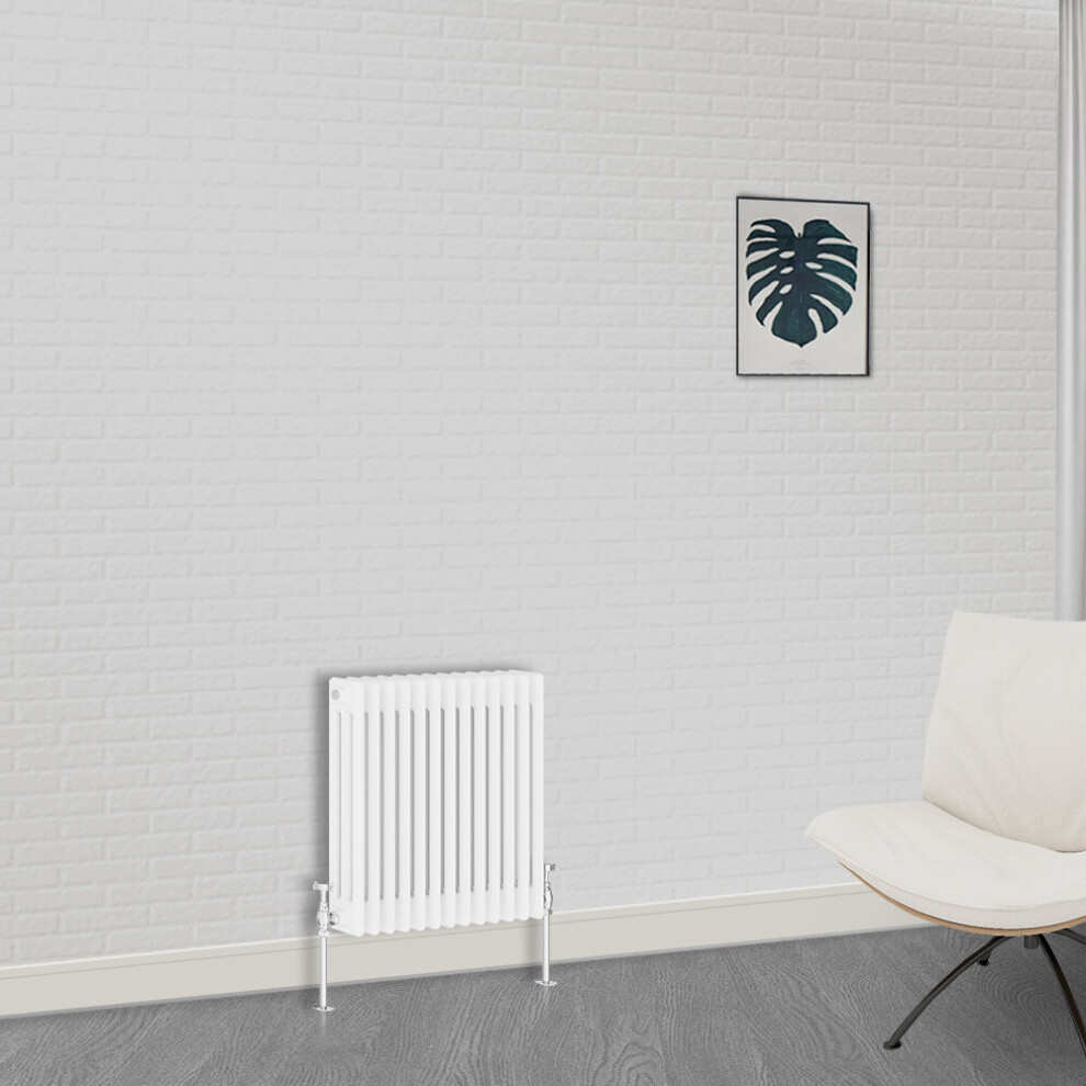 (600 x 605mm-3 Column) NRG Traditional White Bathroom Cast Iron Radiator