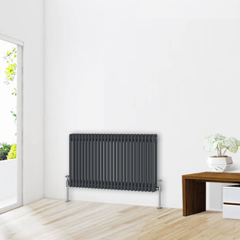 (600 x 1190mm-2 Column) NRG Traditional Anthracite Cast Iron Style Radiator