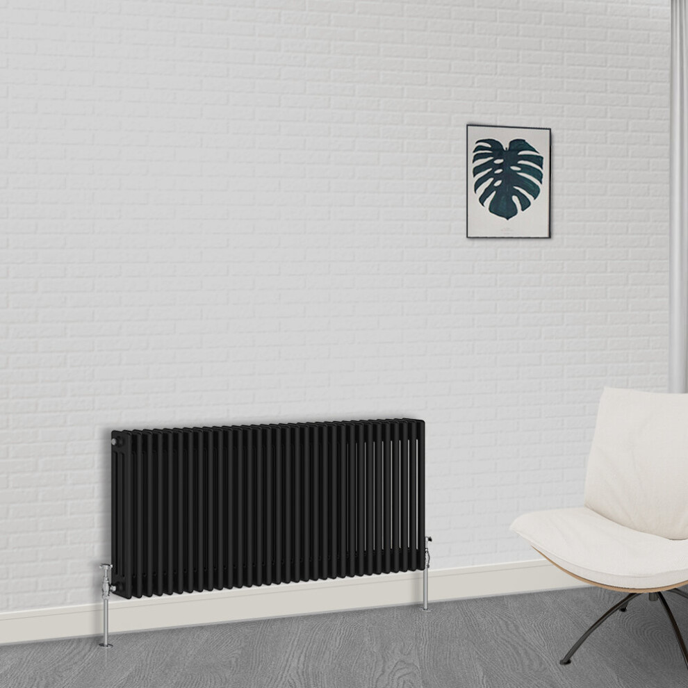 (600 x 1460mm-3 Column) NRG Traditional Black Horizontal Vertical Bathroom Cast Iron Radiator