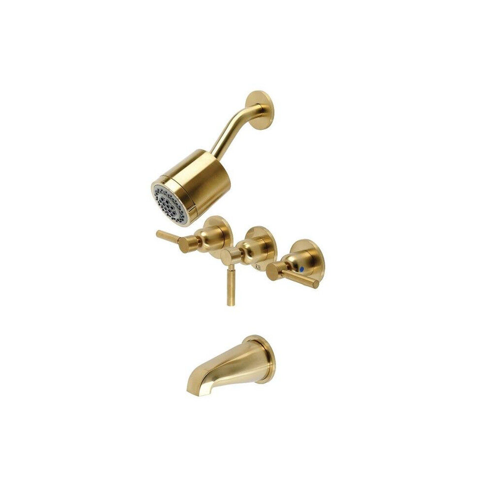 Concord Three-Handle Tub & Shower Faucet, Brushed Brass 753678296526
