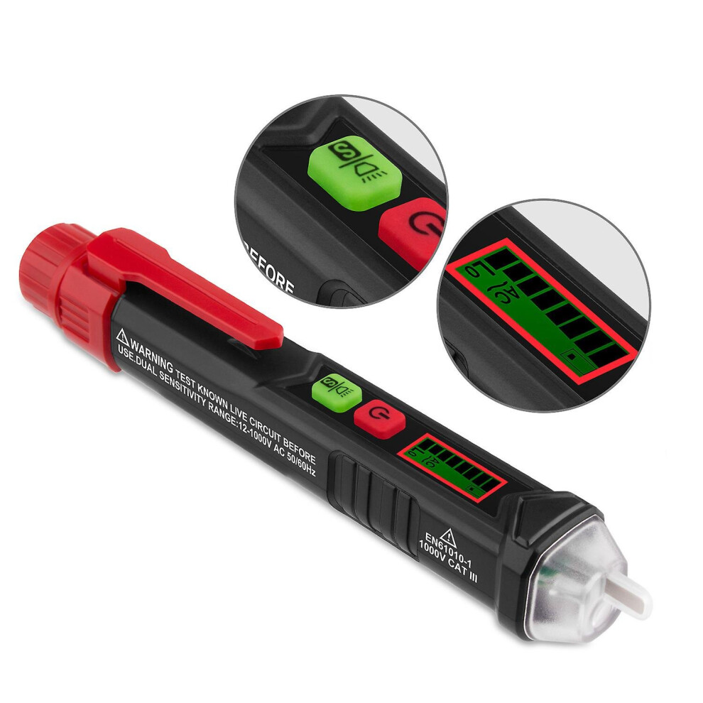 Voltage Tester Non Contact Electricity Detect Pen With Led Light Buzzer Alarm 768619228887