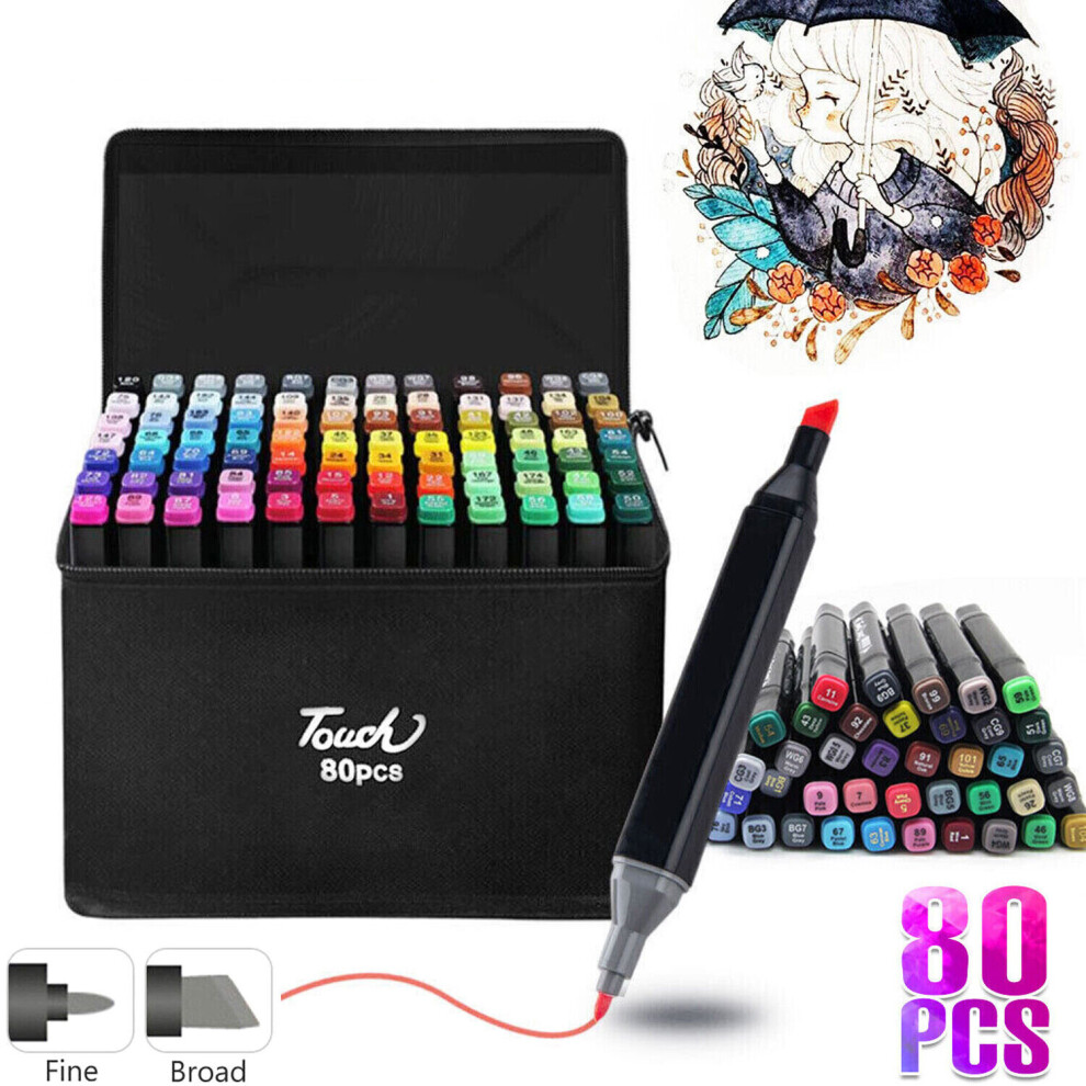 80 Colours Painting Art Graphic Drawing Dual Tip Sketch Art Pens Set