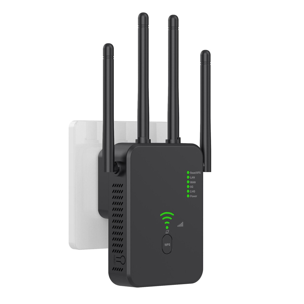 (Black) Wifi Extender Repeater 1200mpbs Wireless Signal Booster Internet Amplifier