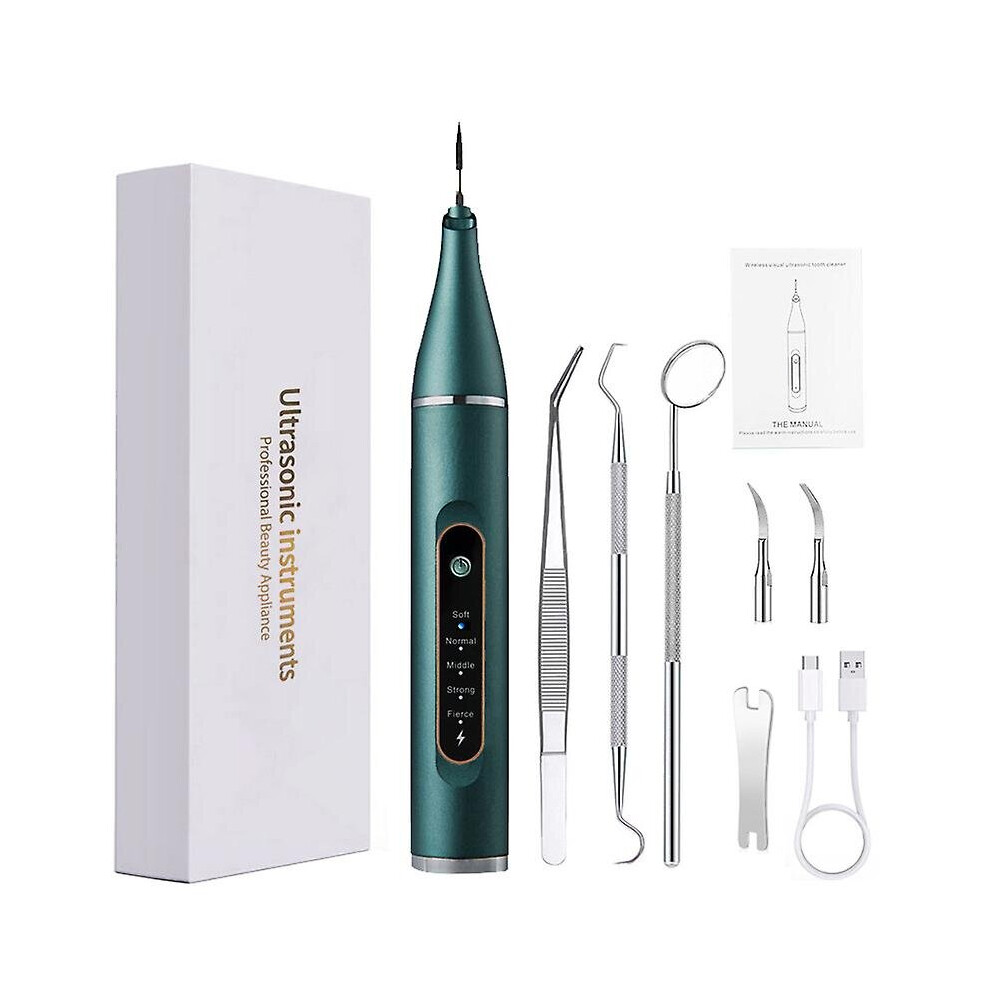 Green (Green) Ultrasonic Scaler Portable Electric Tooth Calculus Remover Tartar Cleaning Tool Kit