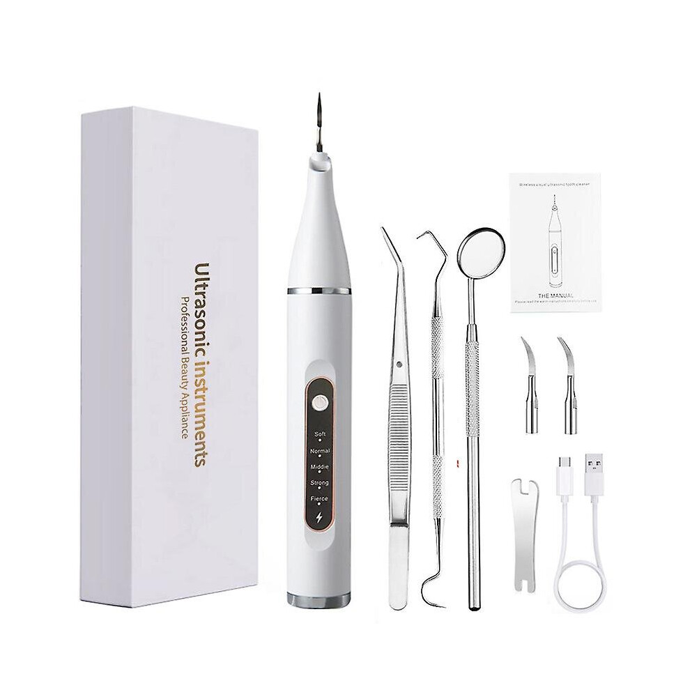 White (White) Ultrasonic Scaler Portable Electric Tooth Calculus Remover Tartar Cleaning Tool Kit